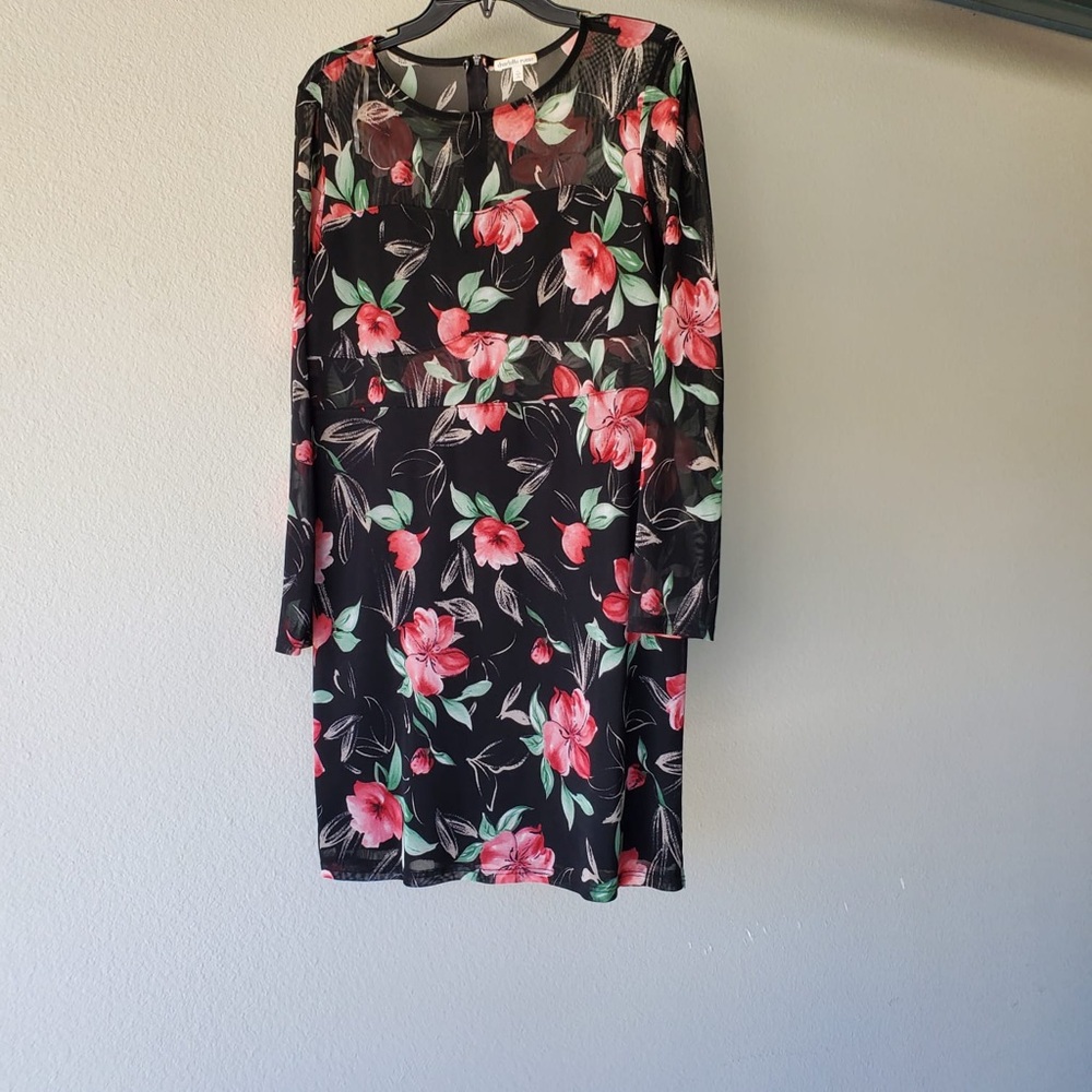 Charlotte Russe Black Floral Mesh Dress